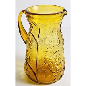 Vintage Rossini Genuine Empoli Amber Glass Pitcher/Pourer Made in Italy